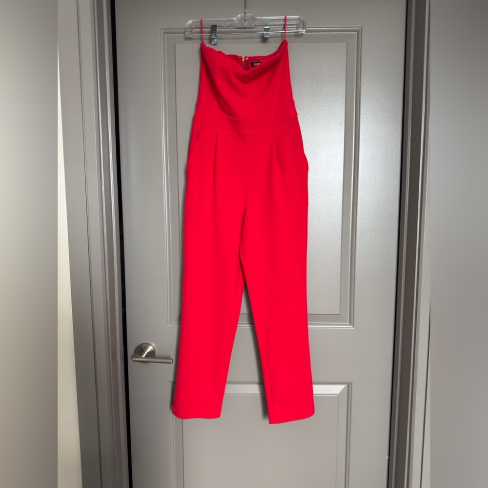 Elegant Red Strapless Jumpsuit